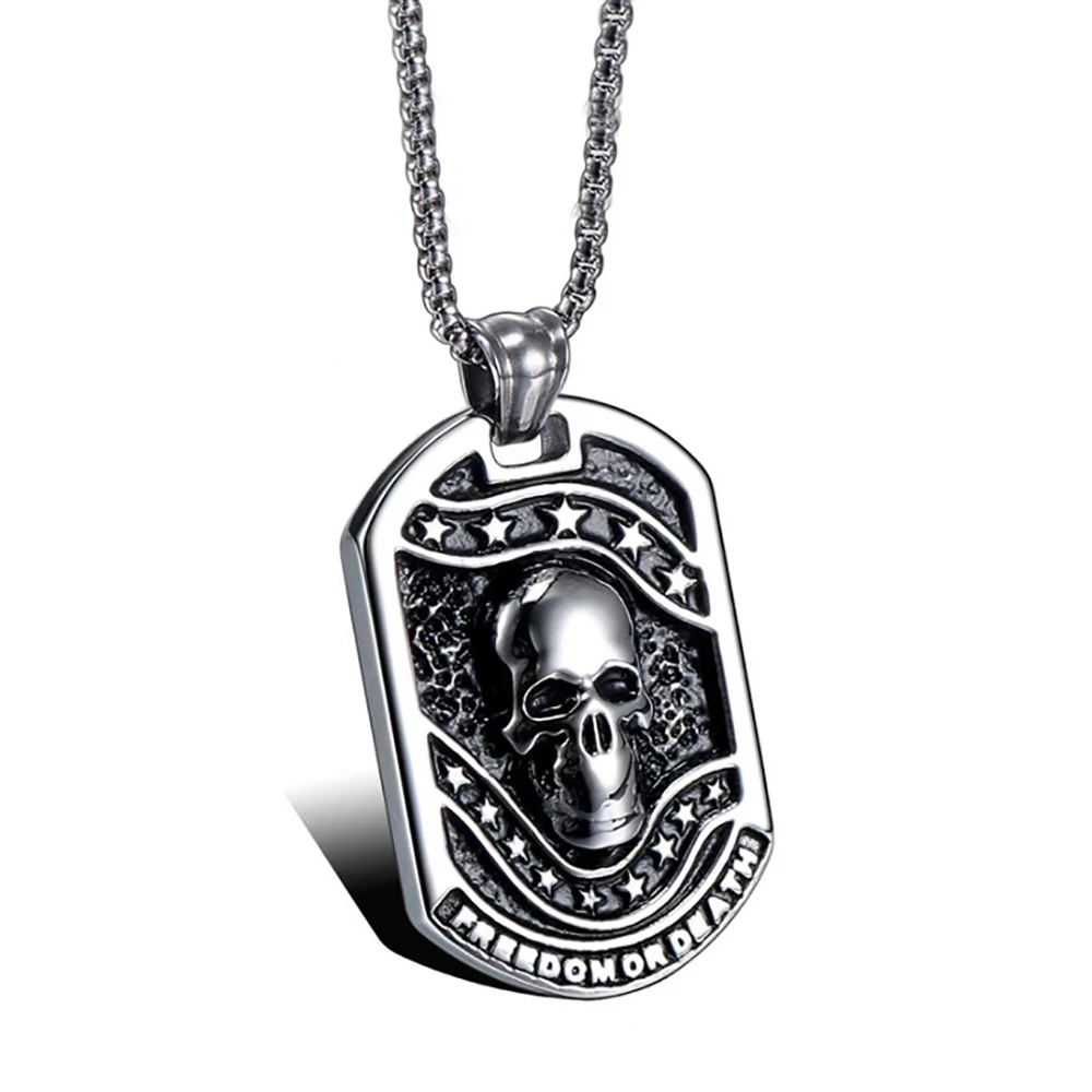 Жетон для мужчин из нержавеющей стали, винтажный, с цепочкой 60 см, с черепом в стиле панк-рок 
Жетон для мужчин из нержавеющей стали, винтажный, с цепочкой 60 см, с черепом в стиле панк-рок