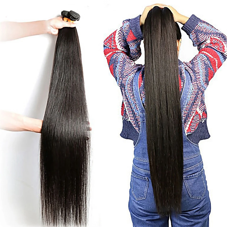 30 32 34 36 38 40 дюймов длинные Remy бразильские прямые человеческие волосы в пучках