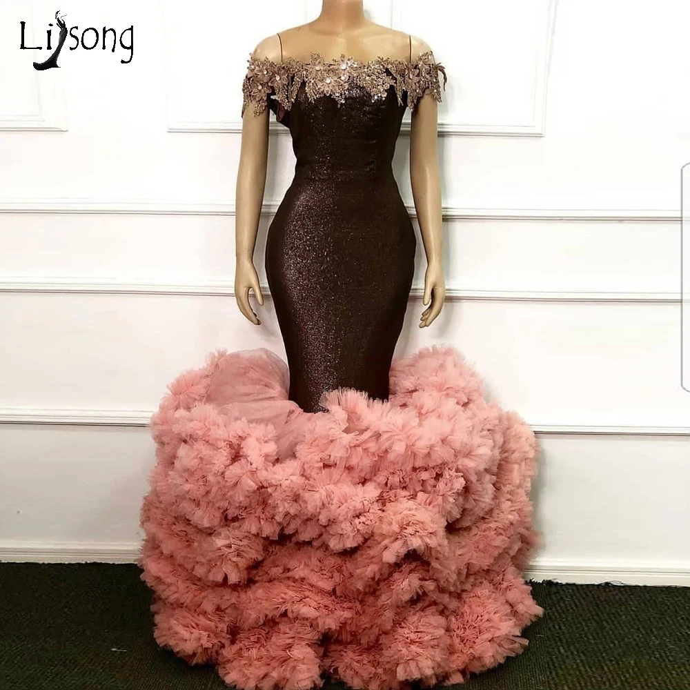 Real Image Sequined Brown Mermaid Prom Dresses 2020 Ruffles Tiered Tulle Bottom Appliques Long Prom Gowns African Formal Dress
Real Image Sequined Brown Mermaid Prom Dresses 2020 Ruffles Tiered Tulle Bottom Appliques Long Prom Gowns African Formal Dress