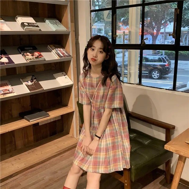 College Rainbow Plaid Dress Plaid Girl Long Skirt Orange Terrier Skirt 2020 New Skirt Short Sleeve Female Summer
College Rainbow Plaid Dress Plaid Girl Long Skirt Orange Terrier Skirt 2020 New Skirt Short Sleeve Female Summer