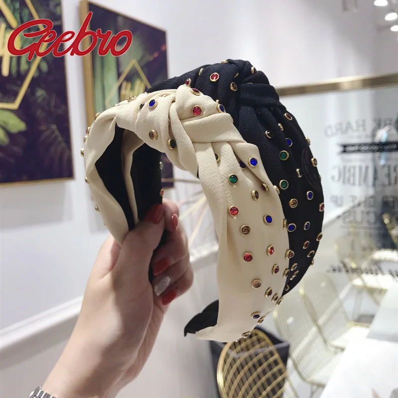 Geebro Vintage Bohemian Headband With Rhinestone Women Girls Knot Wide Hairband Female Hair Accessories Spring Summer Head Wrap
Geebro Vintage Bohemian Headband With Rhinestone Women Girls Knot Wide Hairband Female Hair Accessories Spring Summer Head Wrap