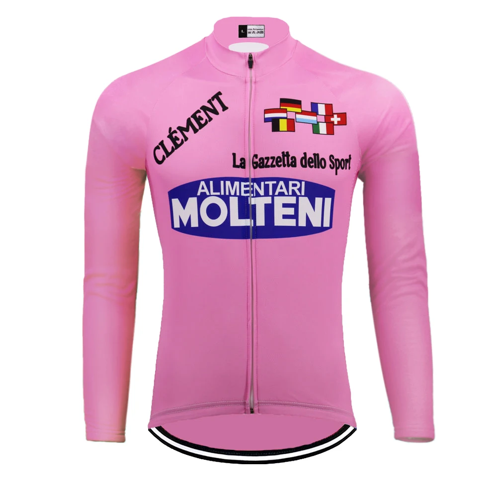

Розовая велосипедная Джерси MOLTENI с длинным рукавом, зимняя флисовая и без флиса, Мужская одежда для велоспорта mtb, 5 стилей