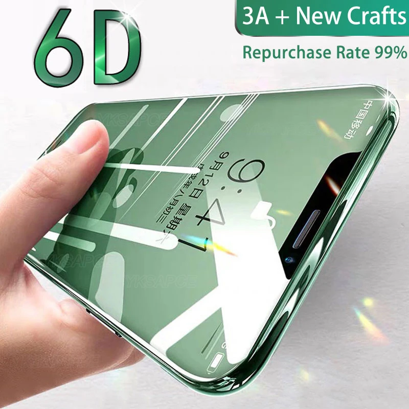 3D изогнутая 9H защита экрана 6D полное покрытие закаленное стекло для iPhone 6 6S 7 8 Plus X