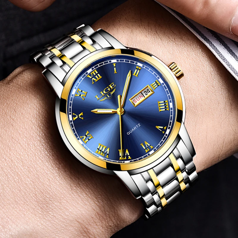 Mens Watches 2020 Fashion Quartz Gold Clock LIGE Brand Top Luxury All Steel Wristwatch Waterproof Date Week Dial Watch For Men
Mens Watches 2020 Fashion Quartz Gold Clock LIGE Brand Top Luxury All Steel Wristwatch Waterproof Date Week Dial Watch For Men