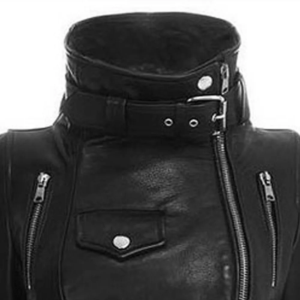 Black Faux Leather Jacket Womens Jackets And Coats Women Autumn Winter Coat Motorcycle Outerwear Turtleneck Gothic Coat 2020 
Black Faux Leather Jacket Womens Jackets And Coats Women Autumn Winter Coat Motorcycle Outerwear Turtleneck Gothic Coat 2020