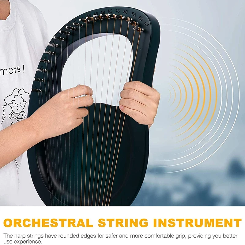 Wooden Lyre Harp 19 String Metal String Lyre Harp with Tuning Wrench Picks Strings Harps for Music Lovers Beginners,Etc
Wooden Lyre Harp 19 String Metal String Lyre Harp with Tuning Wrench Picks Strings Harps for Music Lovers Beginners,Etc