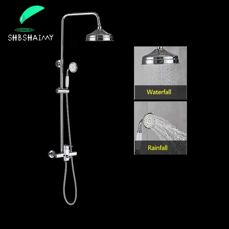 SHBSHAIMY Best Quality Chrome/Black Bath Shower Mixer Faucet Rotate Tub Spout Wall Mount Colonne De Douche Shower Faucet Set
SHBSHAIMY Best Quality Chrome/Black Bath Shower Mixer Faucet Rotate Tub Spout Wall Mount Colonne De Douche Shower Faucet Set