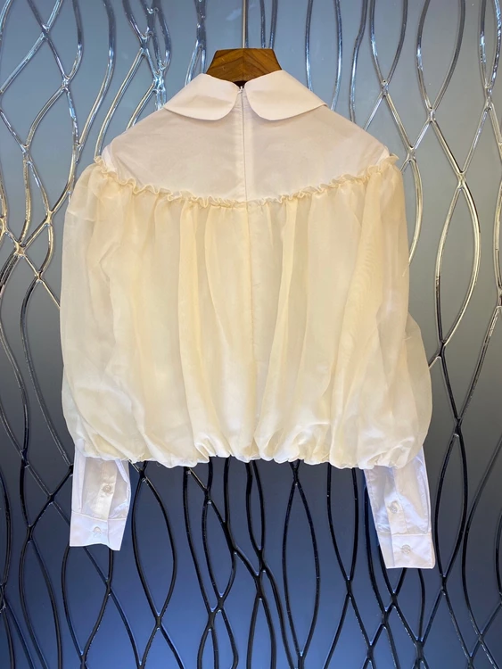 2021 early spring new women's fashion lapel back zipper color matching stitching decorative button top 301
2021 early spring new women's fashion lapel back zipper color matching stitching decorative button top 301