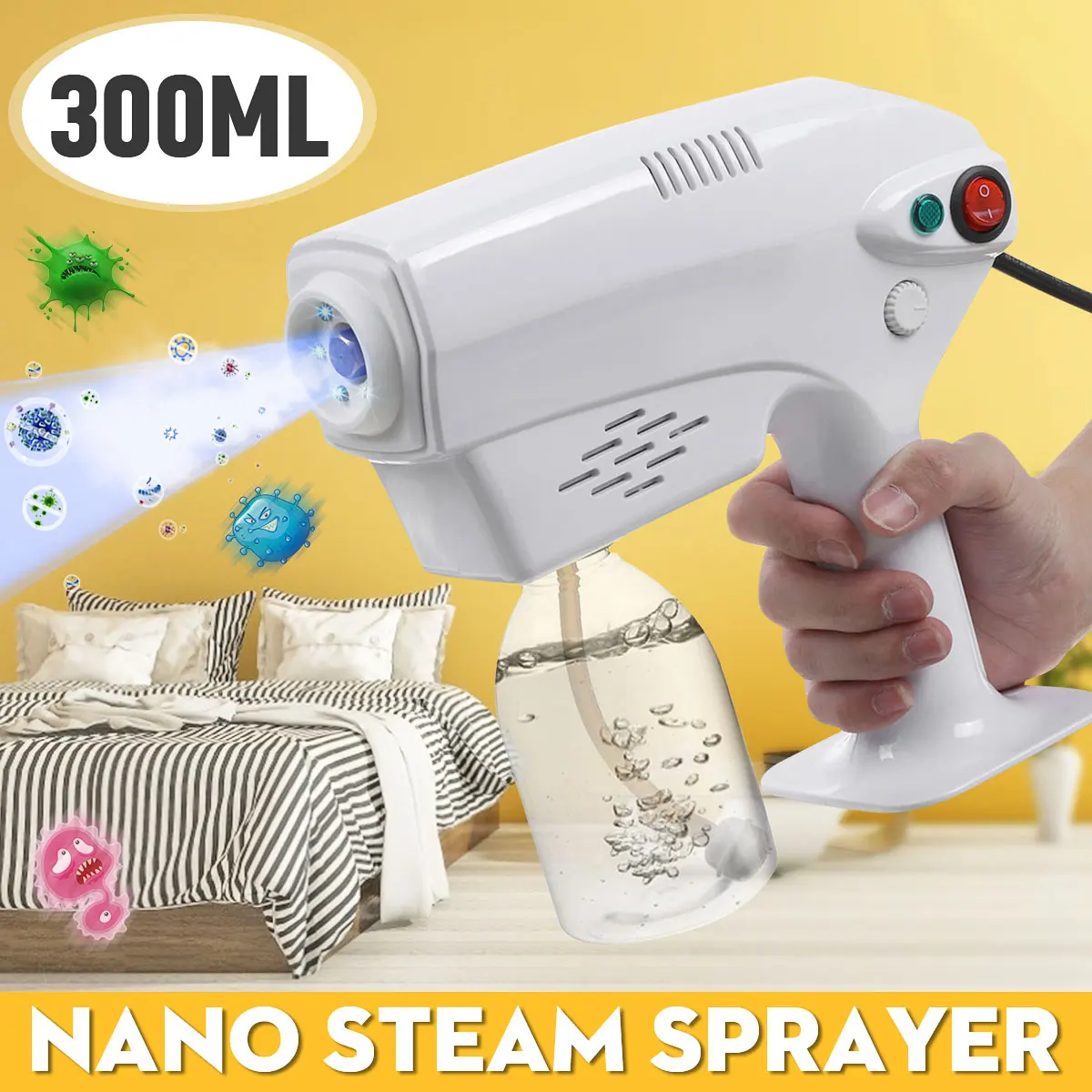 300ML Household 220V/240V Disinfection BlueLight Sprayer Machine Nano Steam Spray Gun Anion Nano-Spray Gun Disinfection For Home
300ML Household 220V/240V Disinfection BlueLight Sprayer Machine Nano Steam Spray Gun Anion Nano-Spray Gun Disinfection For Home