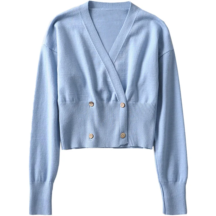 2020 Autumn New Women's French Minority Retro Double-Breasted Cross V-neck Long-Sleeve Knitwear Sweater Cardigan for Women
2020 Autumn New Women's French Minority Retro Double-Breasted Cross V-neck Long-Sleeve Knitwear Sweater Cardigan for Women