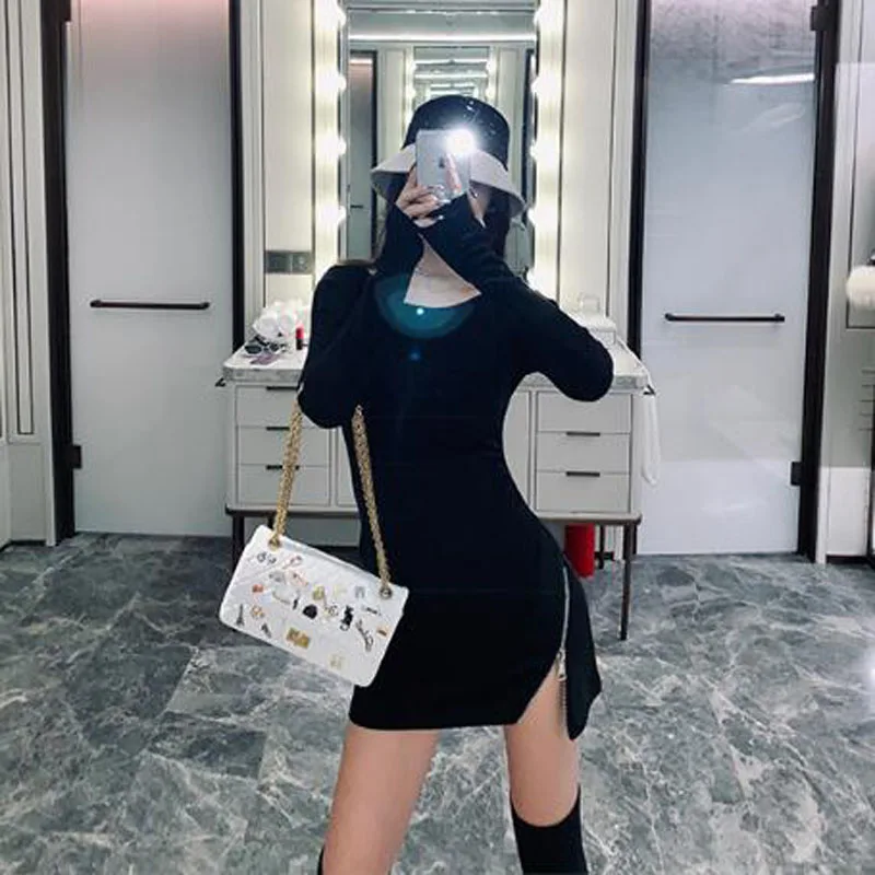 Spring Autumn Woman Dress Solid Color Long Sleeve Round Neck Side Bottom Zipper Women Dresses Slim Fit Sheath Dress
Spring Autumn Woman Dress Solid Color Long Sleeve Round Neck Side Bottom Zipper Women Dresses Slim Fit Sheath Dress