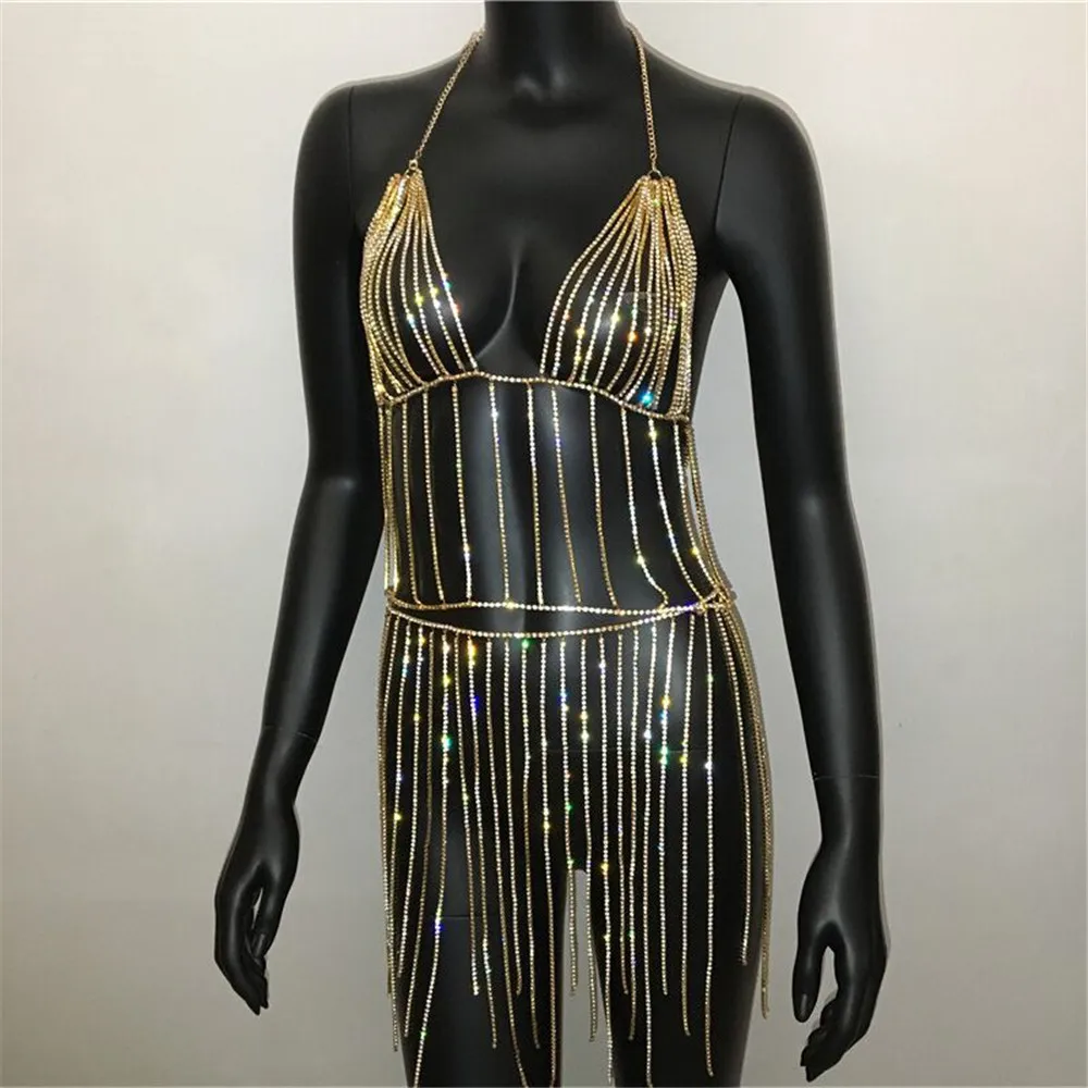 Luxury Sexy New Crystal Bling Bikini Bra Thong Hot Sale Nightclub Jewelry Body Chain Rhinestone European and American Fashion
Luxury Sexy New Crystal Bling Bikini Bra Thong Hot Sale Nightclub Jewelry Body Chain Rhinestone European and American Fashion