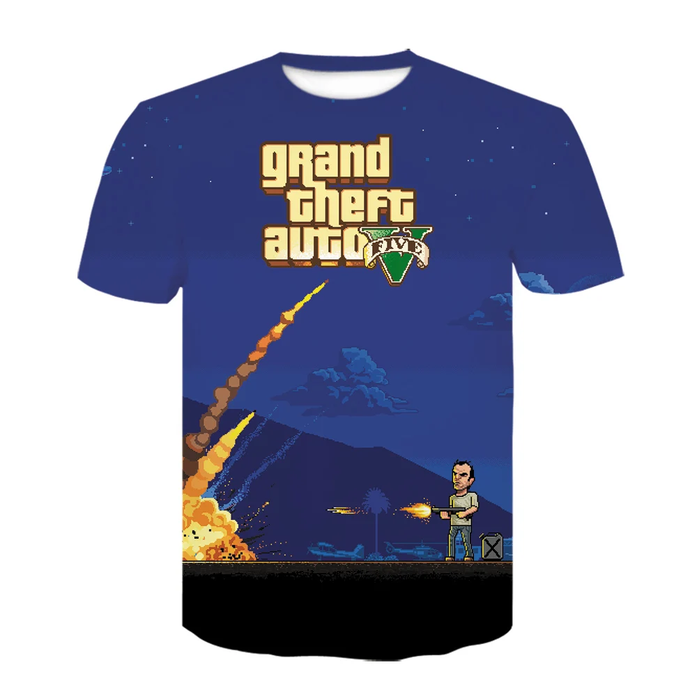 Забавная Мужская/женская футболка модная летняя с принтом Grand Theft Auto Game GTA 5 крутые