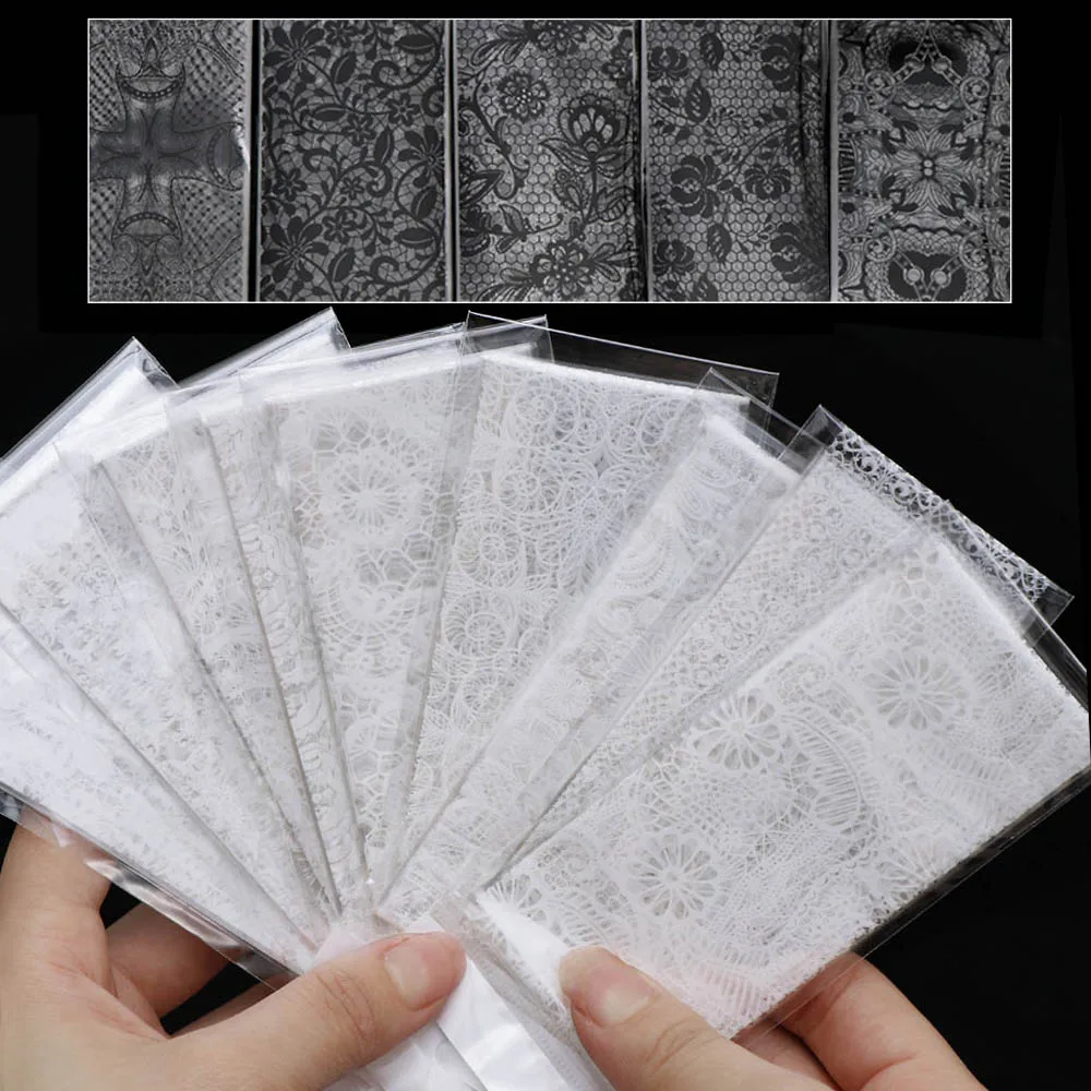 White Black Lace Nail Art Foils Stickers Sliders Transfer Foil Sexy Flowers Stickers 3D Manicure Mix Design DIY Nail Art Decals
White Black Lace Nail Art Foils Stickers Sliders Transfer Foil Sexy Flowers Stickers 3D Manicure Mix Design DIY Nail Art Decals
