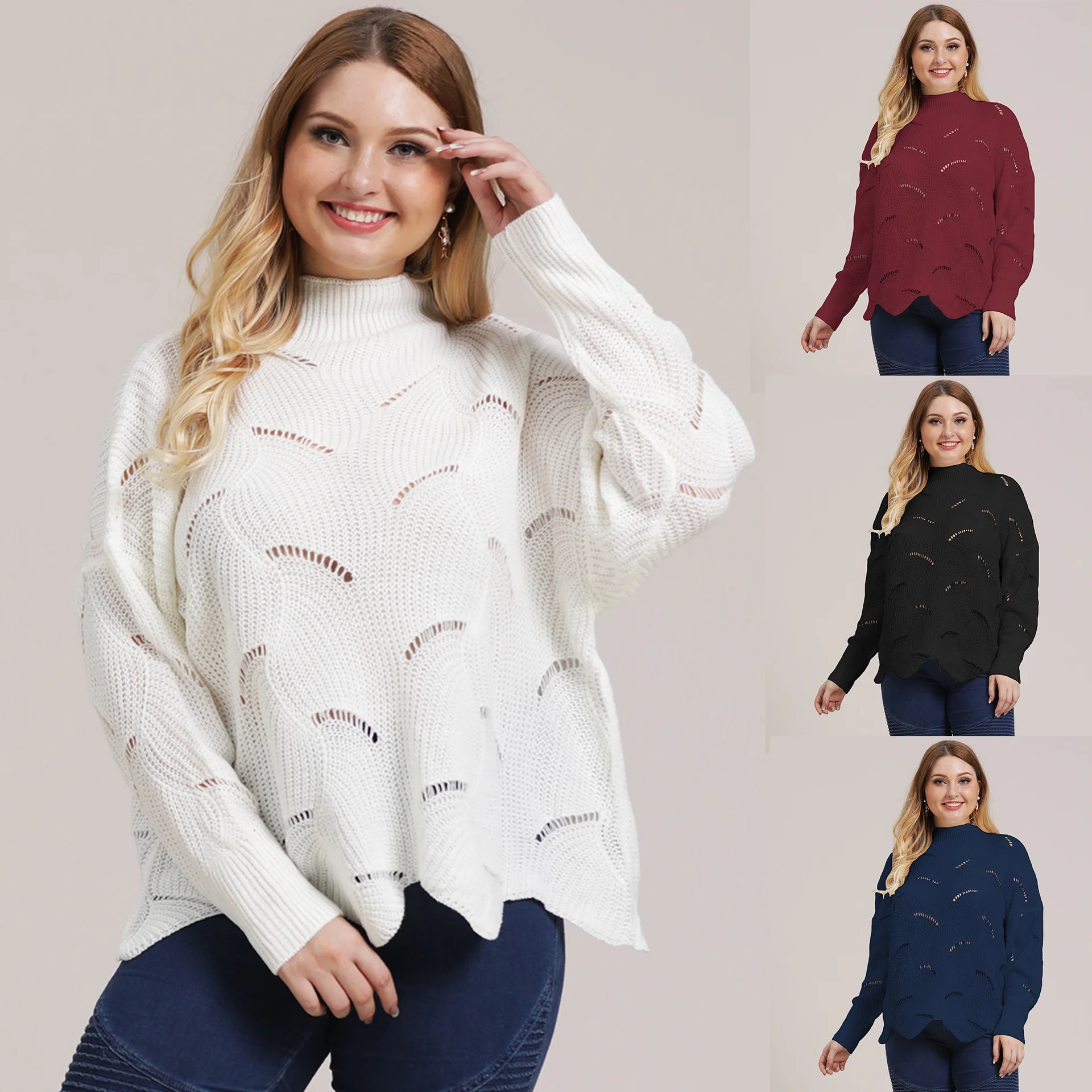 Spring and Autumn Irregular Hollow Pullover Knitted Wavy Hem High Collar Hollow Fashion Casual Joker Knitted Warm Sweater Jacket
Spring and Autumn Irregular Hollow Pullover Knitted Wavy Hem High Collar Hollow Fashion Casual Joker Knitted Warm Sweater Jacket