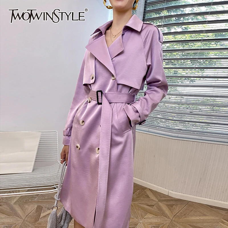 TWOTWINSTYLE Lace Up Buttons Trench Female Lapel Long Sleeve Gathered Waist Fashion Temperament Coat For Women Autumn 2021 Style
TWOTWINSTYLE Lace Up Buttons Trench Female Lapel Long Sleeve Gathered Waist Fashion Temperament Coat For Women Autumn 2021 Style
