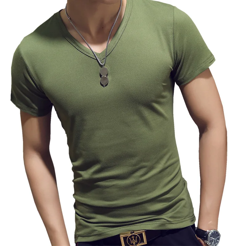 2019 New Summer Solid Men's T-shirt Fashion V Neck Short Sleeve T Shirt Men Clothing Trend Casual Slim Fit Top Tees
2019 New Summer Solid Men's T-shirt Fashion V Neck Short Sleeve T Shirt Men Clothing Trend Casual Slim Fit Top Tees