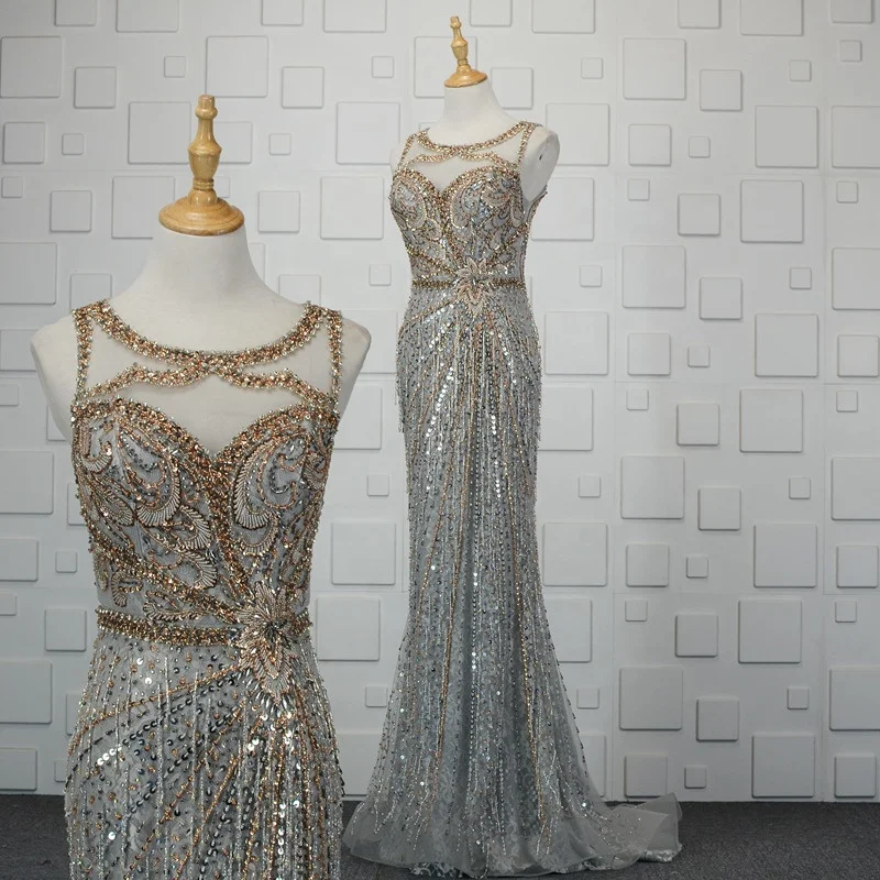 Elegant Heavy Beaded Silver Lace Mermaid Prom Dresses High Quality Trumpet Long Evening Abendkleider Party Dresses
Elegant Heavy Beaded Silver Lace Mermaid Prom Dresses High Quality Trumpet Long Evening Abendkleider Party Dresses