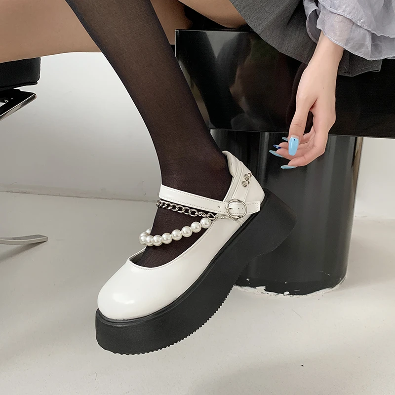 Buckle Strap Women Flat Platform Shoes Pearl Metal Decoration Women's Casual Mary Jane Shoes zapatos mujer Women Loafers Shoe
Buckle Strap Women Flat Platform Shoes Pearl Metal Decoration Women's Casual Mary Jane Shoes zapatos mujer Women Loafers Shoe