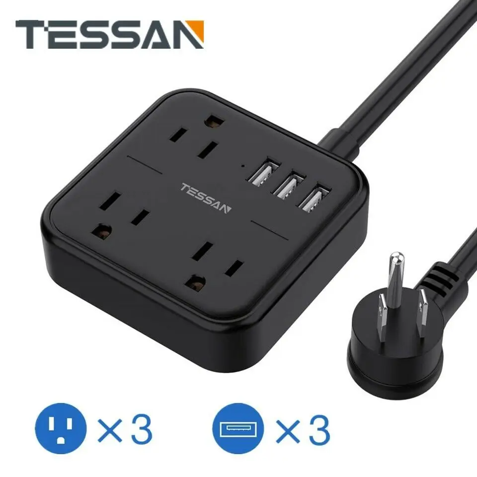 TESSAN Small Flat Plug Power Strip with 3 USB Ports 3 AC Outlets 1.5m/5ft Extension Cord Desktop Multi Sockets for Home Office
TESSAN Small Flat Plug Power Strip with 3 USB Ports 3 AC Outlets 1.5m/5ft Extension Cord Desktop Multi Sockets for Home Office