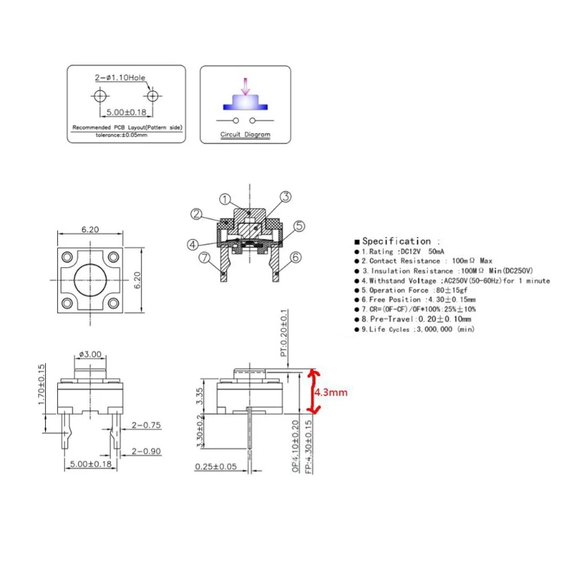 2pcs Micro Switch 6*6*4.3 mm Square Silent Switch Button Mouse DIP Microswitch Tact Switch
2pcs Micro Switch 6*6*4.3 mm Square Silent Switch Button Mouse DIP Microswitch Tact Switch