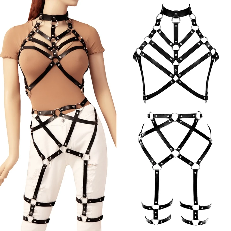 Sexy 2 Piece Set underwear Women Garter Bra Harness Leg Restraint Belt Fashion Bra Leg Garter Adjustable Leather Belt Punk Style
Sexy 2 Piece Set underwear Women Garter Bra Harness Leg Restraint Belt Fashion Bra Leg Garter Adjustable Leather Belt Punk Style
