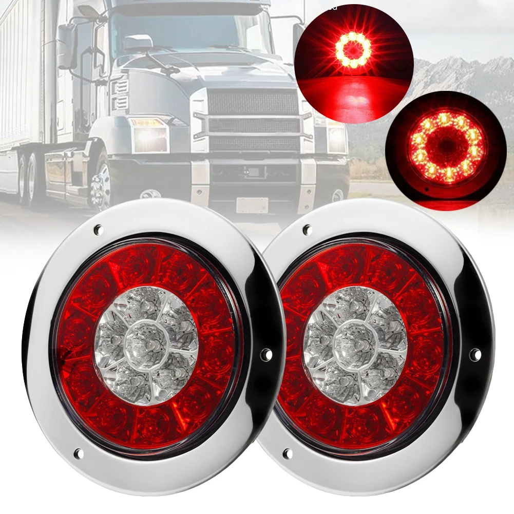 2Pcs 12/24V Truck Trailer RV Lorry Rear Stop Turn Signal Tail Stop Light Lamp with Stainless Steel Frame Round LED Signal Lamp
2Pcs 12/24V Truck Trailer RV Lorry Rear Stop Turn Signal Tail Stop Light Lamp with Stainless Steel Frame Round LED Signal Lamp