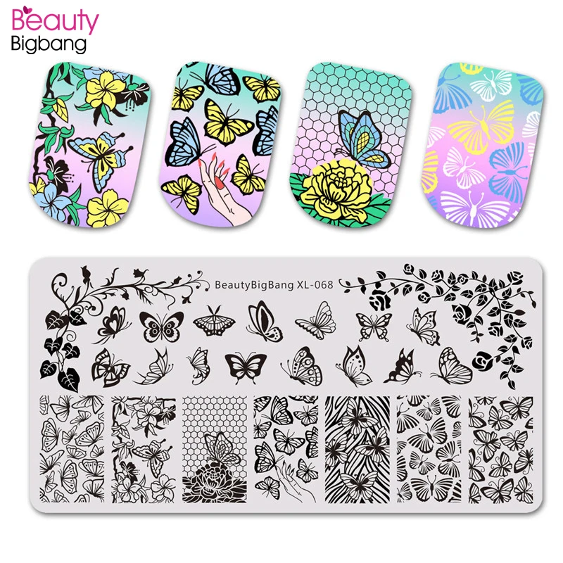 BeautyBigBang Stamping Plates for nails Flower butterfly Theme Nail stamping Plates Template Rectangle Nail Art Stencils XL-068 
BeautyBigBang Stamping Plates for nails Flower butterfly Theme Nail stamping Plates Template Rectangle Nail Art Stencils XL-068