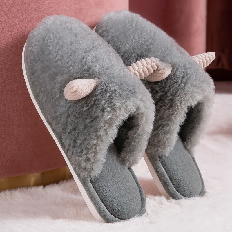 

Cotton Slippers For Couples To Stay At Home, Cute Fluffy Slippers For Winter Indoor Warm With Thick Soles