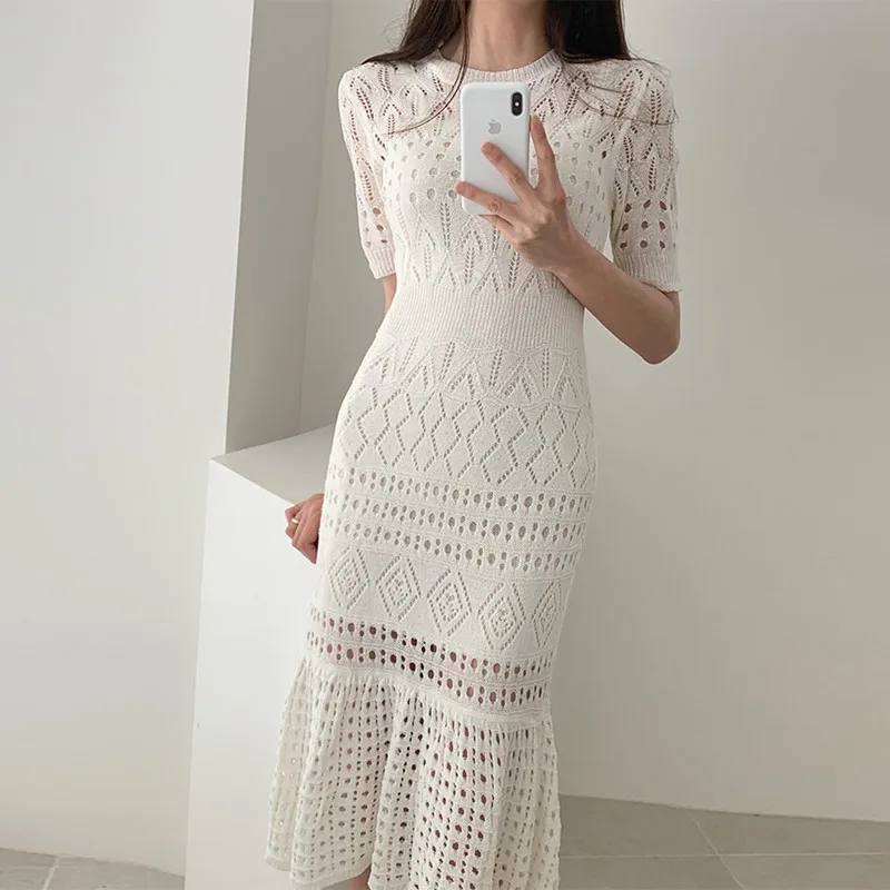 Knit Chic Short Female Waist Dresses Midi Bandage dress Out Women Hollow With Elegant High Dress Sleeve Vest Fashion 
Knit Chic Short Female Waist Dresses Midi Bandage dress Out Women Hollow With Elegant High Dress Sleeve Vest Fashion