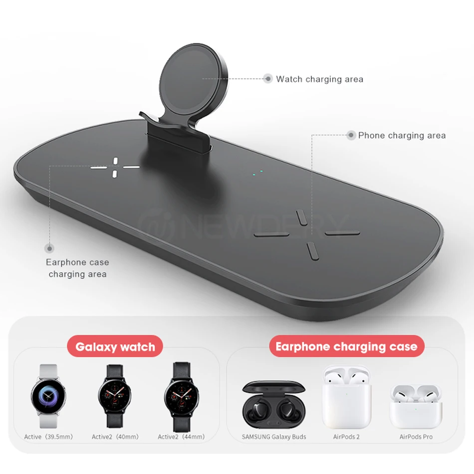 3 IN 1 Wireless Charging Station For Samsung Watch Active 1,2, Samsung Buds
3 IN 1 Wireless Charging Station For Samsung Watch Active 1,2, Samsung Buds