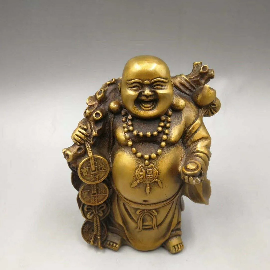 brass Copper carved auspicious fortune treasure Maitreya Bodhisattva buddha 
brass Copper carved auspicious fortune treasure Maitreya Bodhisattva buddha