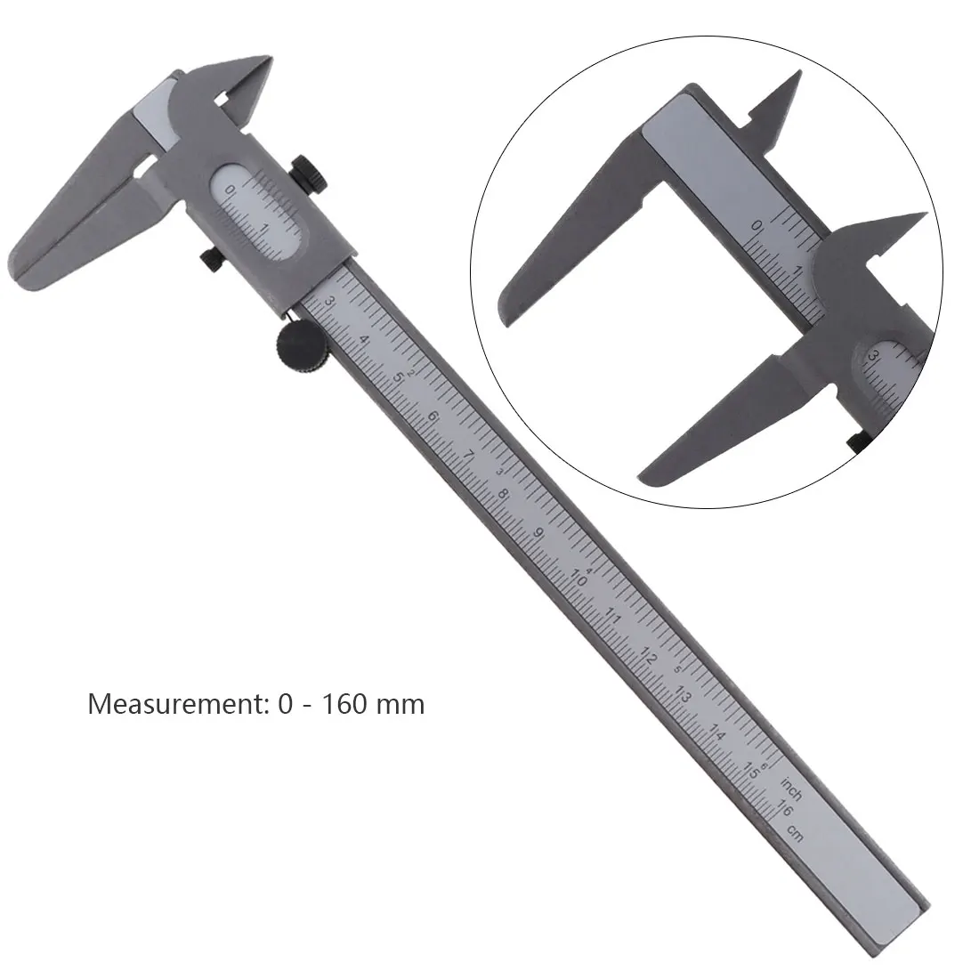 160mm Mini Size Carbon Steel Vernier Caliper Ruler with 0.1mm 0.063in Accuracy and Sliding Wheel for Jewellery Measurement 
160mm Mini Size Carbon Steel Vernier Caliper Ruler with 0.1mm 0.063in Accuracy and Sliding Wheel for Jewellery Measurement