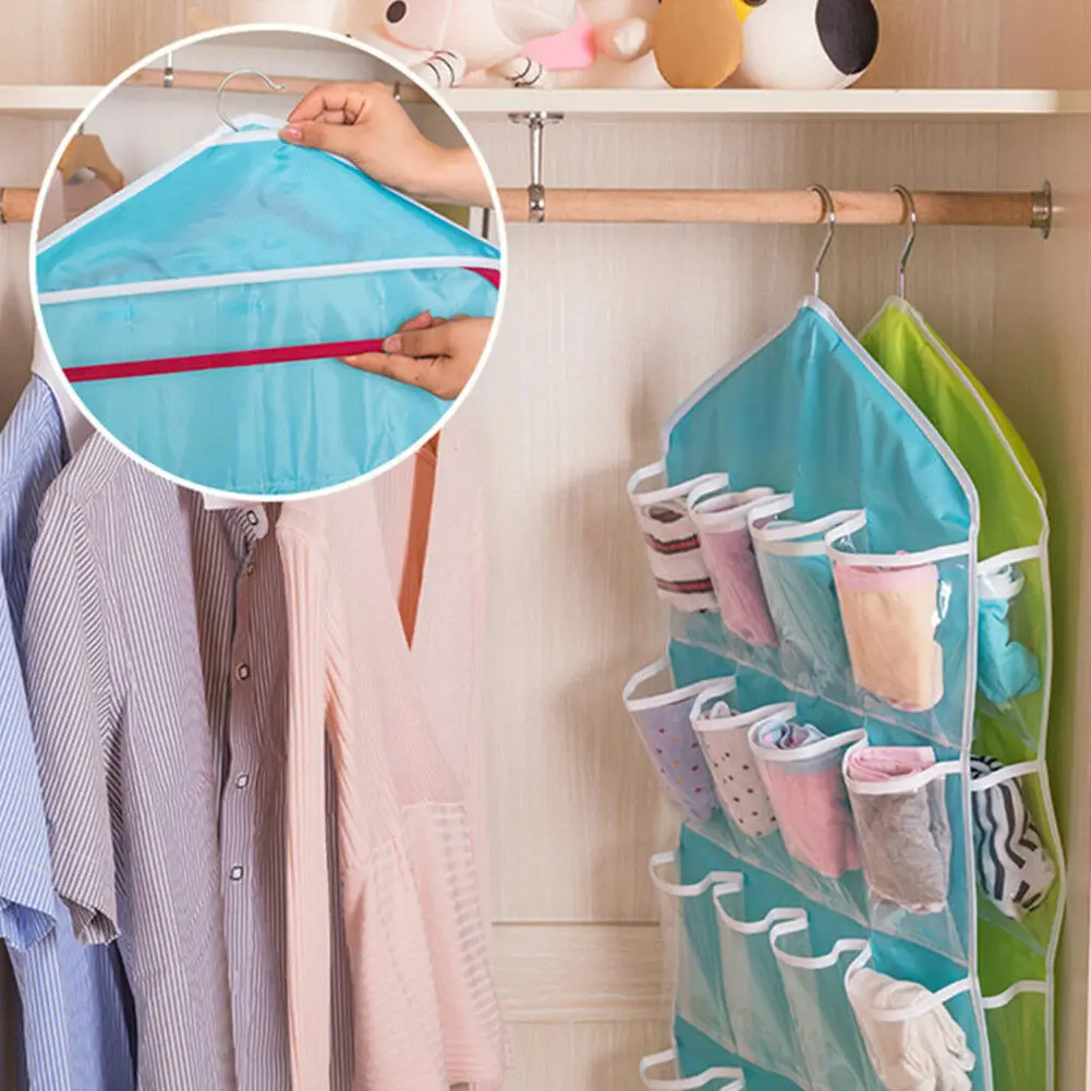 16 Pockets Socks Bra Underwear Hanging Organizer Tidy Rack Hanger Storage Door Bag For Bathroom Living Room Household Sundries
16 Pockets Socks Bra Underwear Hanging Organizer Tidy Rack Hanger Storage Door Bag For Bathroom Living Room Household Sundries