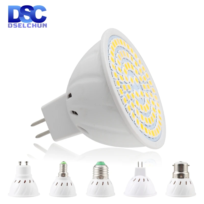 

4pcs Lampada LED Spotlight Bulb E27 E14 MR16 GU10 B22 220V Bombillas LED Lamp 48 60 80 LED 2835 SMD Lampara Spot Light 3w 4w 5w