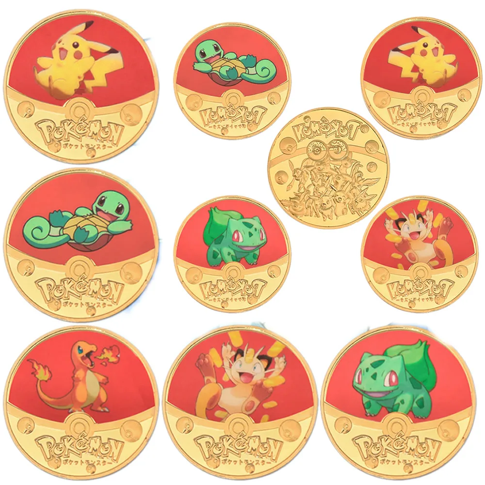 

Мультфильм Покемон Пикачу Позолоченные любимые монеты Такара Томи Аниме игра игровая коллекция карт детям Детские игрушки подарок