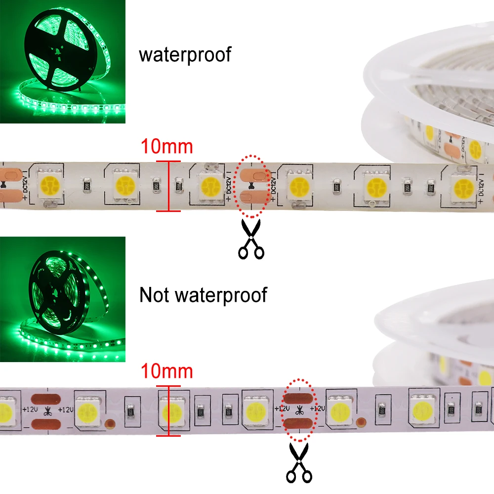 Цветная (RGB) Светодиодные ленты DC 12V 5050 2835 60 светодиодов/m Водонепроницаемый гибкие