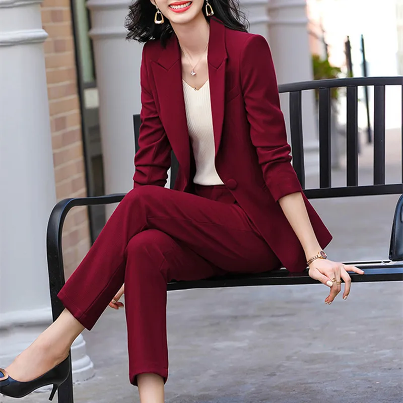 Red Dark Blue Black Women Pant Suit for Office Lady Two Pieces Set Size S-4XL Formal Work Career Blazer Coat With Pant Set Suit
Red Dark Blue Black Women Pant Suit for Office Lady Two Pieces Set Size S-4XL Formal Work Career Blazer Coat With Pant Set Suit