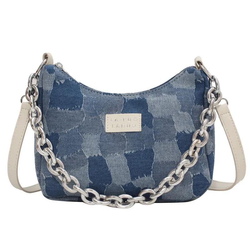 Denim Canvas Underarm Shoulder Bags For Women 2021 Vintage Female Thick Chain Totes Handbags High Quality Women's Crossbody Bags
Denim Canvas Underarm Shoulder Bags For Women 2021 Vintage Female Thick Chain Totes Handbags High Quality Women's Crossbody Bags