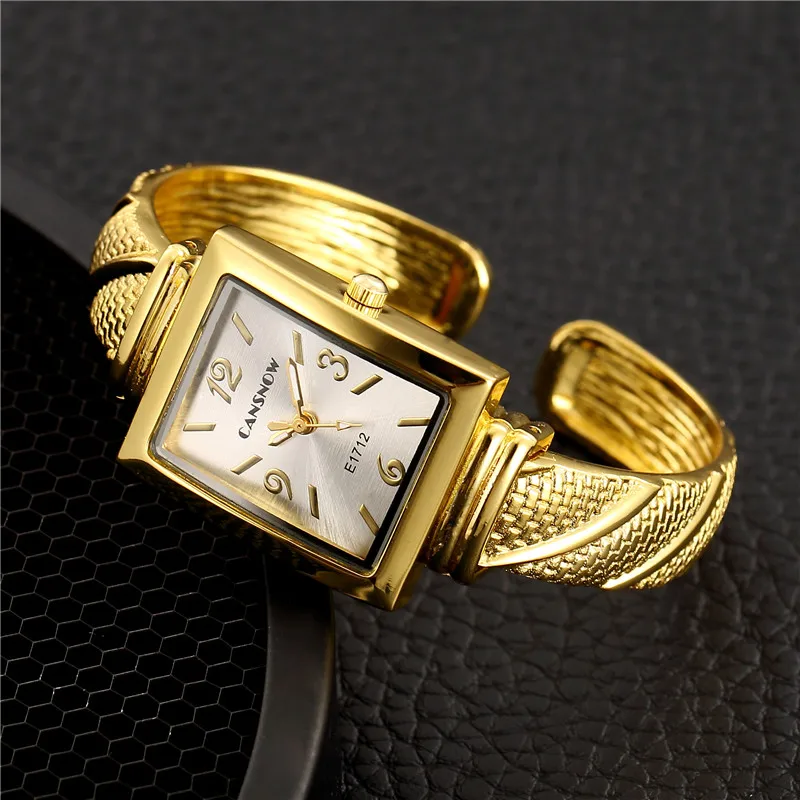 Женские часы новинка 2019 роскошные часы-браслет золотистого и серебряного цвета с