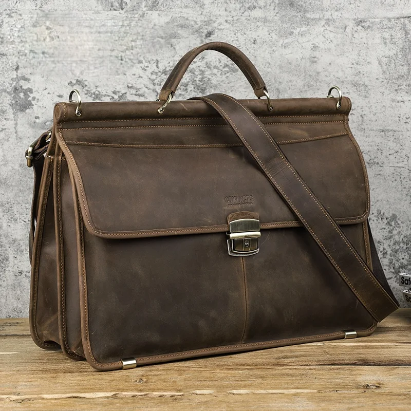 Vintage Men's Briefcase Crazy Horse Leather Business Laptop Bag for 15.6 inch Large Capacity Shoulder Messenger Bags
Vintage Men's Briefcase Crazy Horse Leather Business Laptop Bag for 15.6 inch Large Capacity Shoulder Messenger Bags