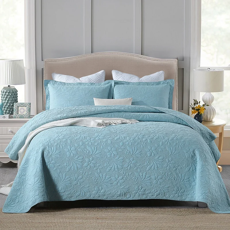 Embroidered Bedspreads on the Bed Cotton Quilt Set 3pcs Coverlet Solid Bed Cover King Size Blue Quilted Blanket for Bed
Embroidered Bedspreads on the Bed Cotton Quilt Set 3pcs Coverlet Solid Bed Cover King Size Blue Quilted Blanket for Bed