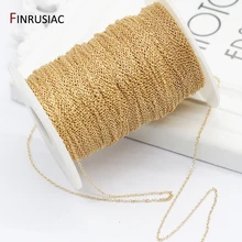 14K Real Gold Plated 1.3mm Thin Chain For DIY Jewelry Making, Wholesale Brass Chains Accessories Findings