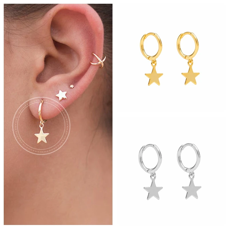 925 Sterling Silver Hoop Earrings Circle Star Small Hoop Earrings for Women Earring Girls Lady Fashion Jewelry Pendiente Plata
925 Sterling Silver Hoop Earrings Circle Star Small Hoop Earrings for Women Earring Girls Lady Fashion Jewelry Pendiente Plata