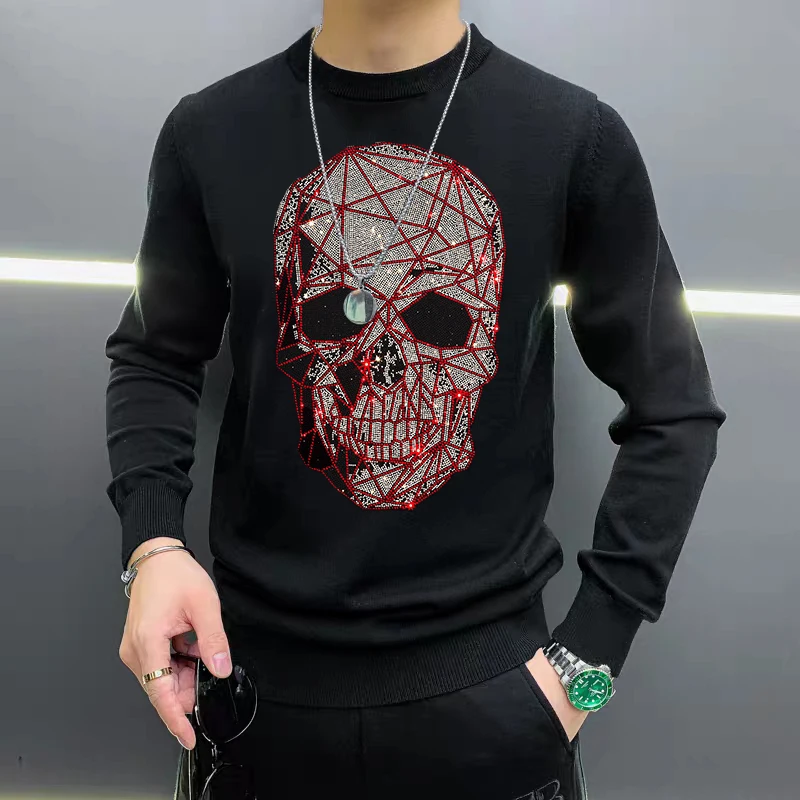 New Winter Men's Sweater Round Neck Warm And Comfortable Fabric Knitted Long-Sleeved Pullover Hot Drill Skull Tops
New Winter Men's Sweater Round Neck Warm And Comfortable Fabric Knitted Long-Sleeved Pullover Hot Drill Skull Tops