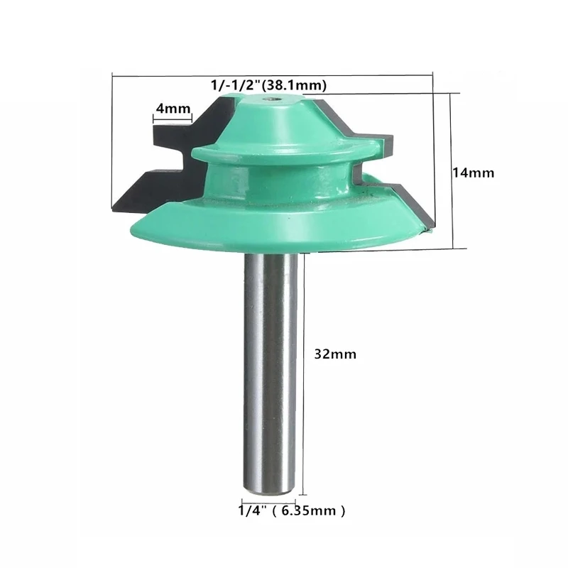 1/4 Shank 1Pc 45 Degree Lock Miter Router Bit Tenon Milling Cutter Woodworking Tool For Wood Machine Tools MC01007
1/4 Shank 1Pc 45 Degree Lock Miter Router Bit Tenon Milling Cutter Woodworking Tool For Wood Machine Tools MC01007