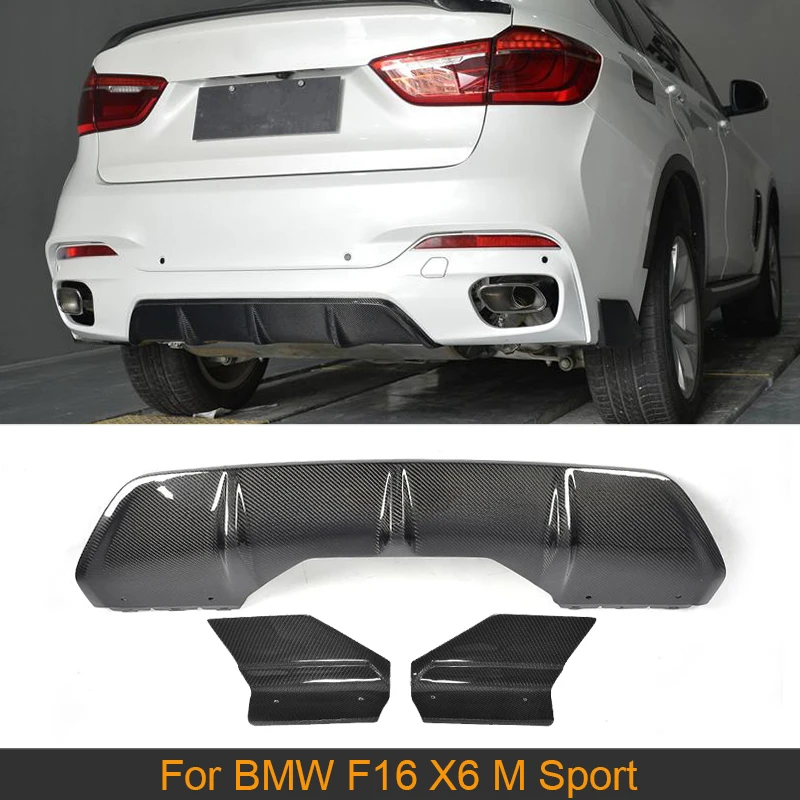 Задний диффузор сплиттеров бампера для BMW X6 F16 M Sport SUV 2015 - 2017 из карбонового волокна.