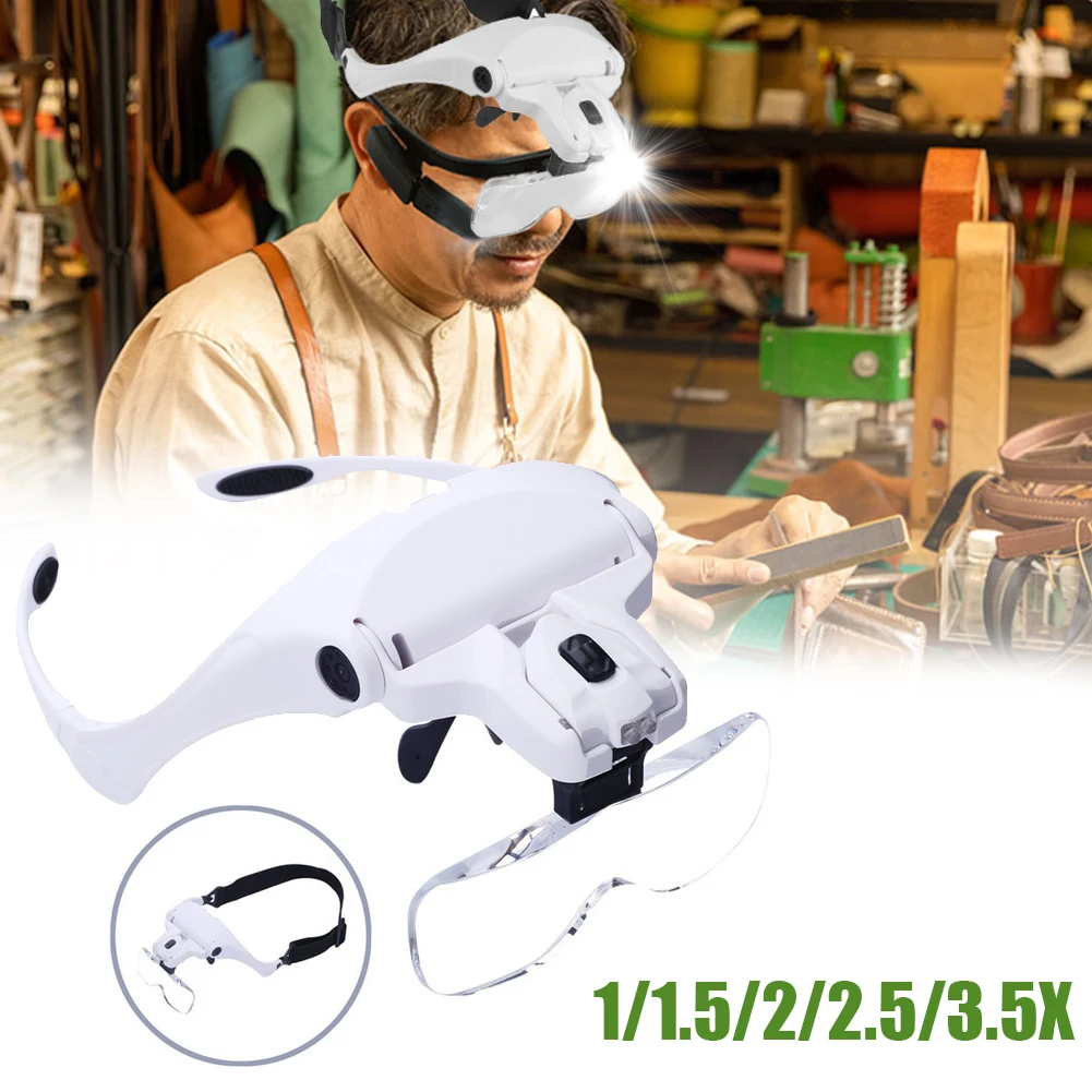 Magnifying Glasses With 2 LED Lights 1X/1.5X/2X/2.5X/3X Lens Headband Magnifier Loupe For Sewing DIY Craft Cross Stitching
Magnifying Glasses With 2 LED Lights 1X/1.5X/2X/2.5X/3X Lens Headband Magnifier Loupe For Sewing DIY Craft Cross Stitching