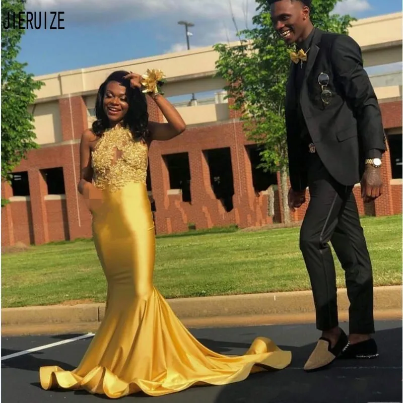 JIERUIZE Yellow Mermaid Evening Dresses High Neck Prom Gowns Lace Appliques Formal Dresses For Couple Day vestidos de fiesta
JIERUIZE Yellow Mermaid Evening Dresses High Neck Prom Gowns Lace Appliques Formal Dresses For Couple Day vestidos de fiesta