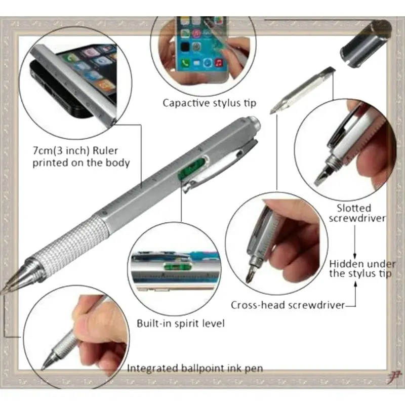 6 in 1 Multifunction Tech Tool 0.1cm Black Ink Ballpoint Pen with Ruler and Two-head Screwdriver for Everyone
6 in 1 Multifunction Tech Tool 0.1cm Black Ink Ballpoint Pen with Ruler and Two-head Screwdriver for Everyone